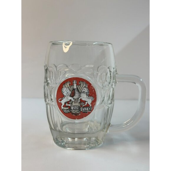 VTG Wine Cellar Glass Beer Mug Collectible Barware Lion Unicorn Crest Home Decor - Picture 1 of 5